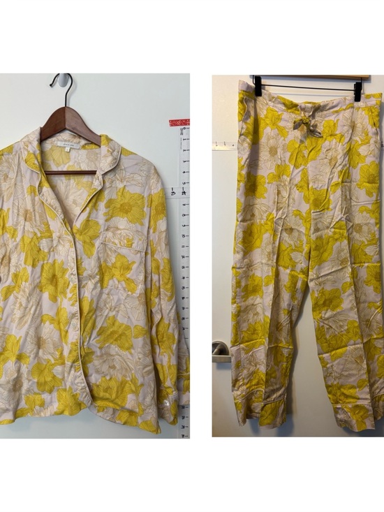 Love & Lore Other - Yellow Pyjama Set Floral Button-Up with piping sz L